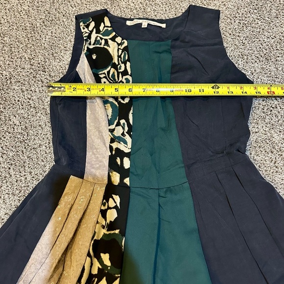 RACHEL RACHEL ROY XS Size 0 Navy Teal Ivory Sequins Retro Fit Flare Dress R $199 - Picture 11 of 14